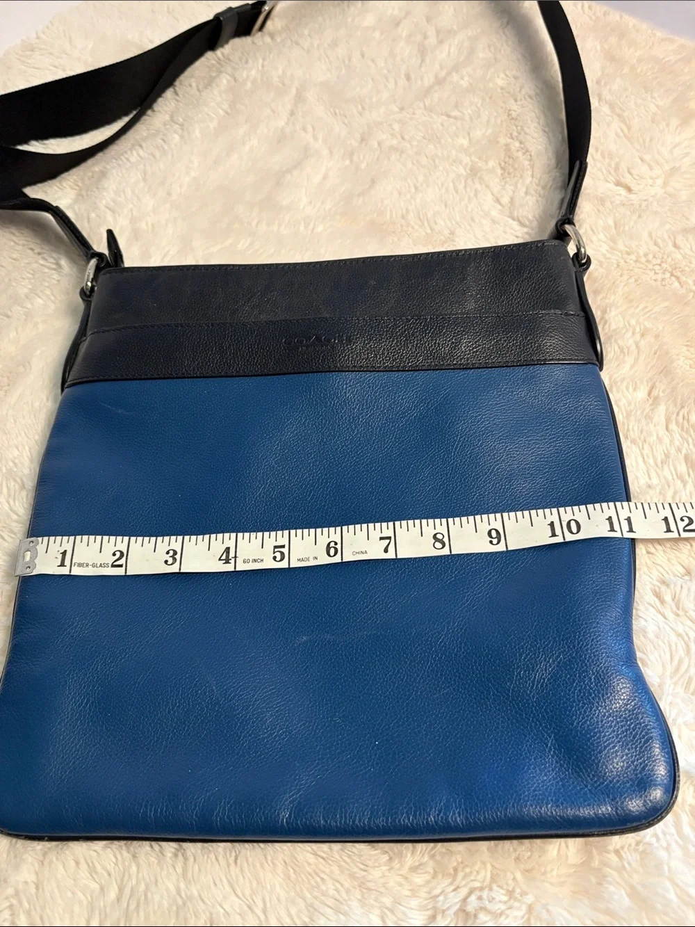 Coach Two-Tone Blue and Black Leather Messenger Bag